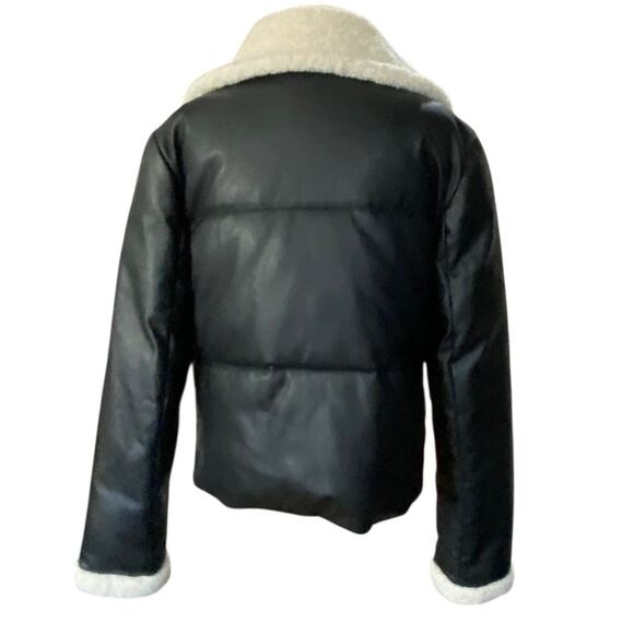 Levi's Women's Sherpa Collar Faux Leather Bomber Jacket Black - Picture 6 of 11